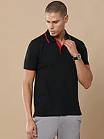 Polo T-Shirt, Color- Black, 240 GSM sustainable cotton